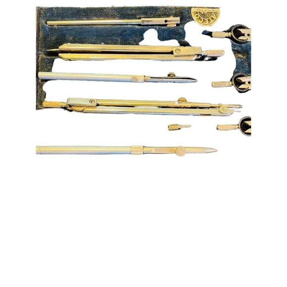 Vintage ATECO Drafting Compass Set 8 Piece Metal Case Made in USA for Architects - Picture 4 of 11